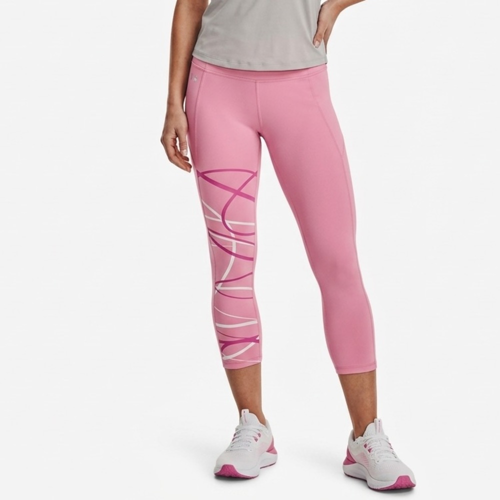 Under Armour HeatGear Cropped Leggings Women’s Medium Pink Athletic Workout